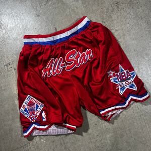 Just Don NBA All-Star Shorts Red Satin Zipper Pockets Small